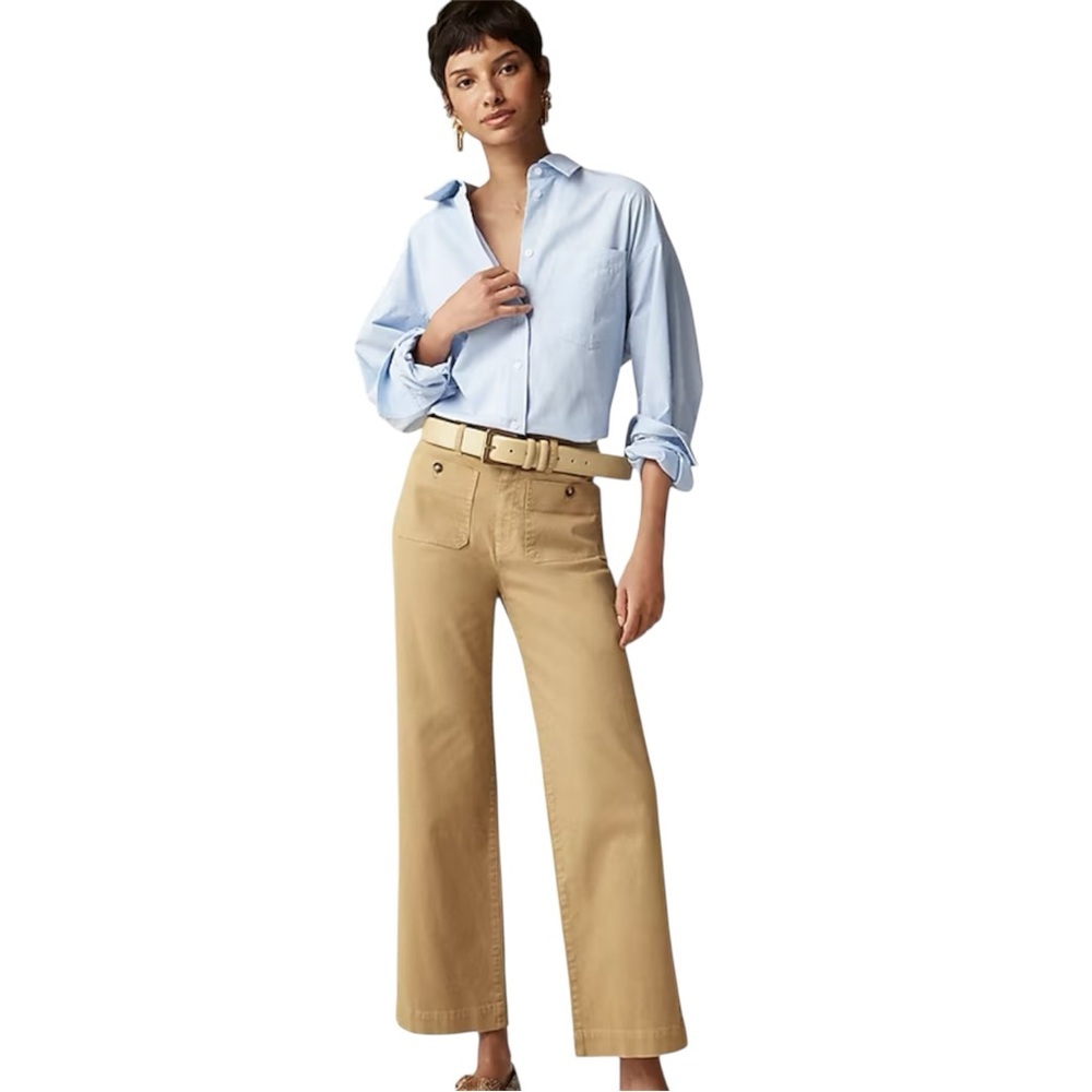 J Crew Sailor Slim Wide Leg Chino Pant Natural